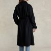 Černé dámské zavinovací kabáty Ralph Lauren Peak-Lapel z vlněné směsi