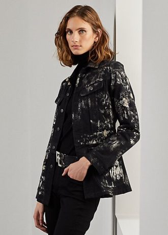Černé dámské zdobené džínové bundy Ralph Lauren Bacall