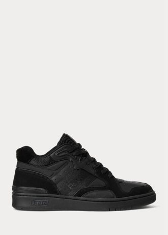 Černé / černé pánské tenisky Ralph Lauren Court Mid Pro