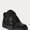 Černé / černé pánské tenisky Ralph Lauren Court Mid Pro