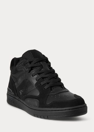 Černé / černé pánské tenisky Ralph Lauren Court Mid Pro