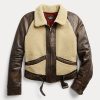 Černé / krémové dámské kožené bundy Ralph Lauren Shearling-Paneled Černé / krémové dámské kožené bundy Ralph Lauren Shearling-Paneled