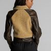 Černé / krémové dámské kožené bundy Ralph Lauren Shearling-Paneled Černé / krémové dámské kožené bundy Ralph Lauren Shearling-Paneled