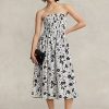 Černé/krémové dámské květinové plátěné šaty bez ramínek Ralph Lauren Černé/krémové dámské květinové plátěné šaty bez ramínek Ralph Lauren