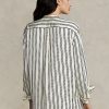 Černé/krémové dámské oversize pruhované saténové košile Ralph Lauren Černé/krémové dámské oversize pruhované saténové košile Ralph Lauren