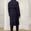 Černá / Nacy pánské Ralph Lauren kostkované vlněné keprové kabáty s balmacaánem