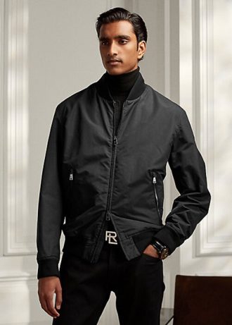 Černé pánské bomber bundy Ralph Lauren Drayton z bavlněné směsi