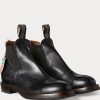 Černé pánské boty Ralph Lauren ručně broušené kožené Chelsea Boots