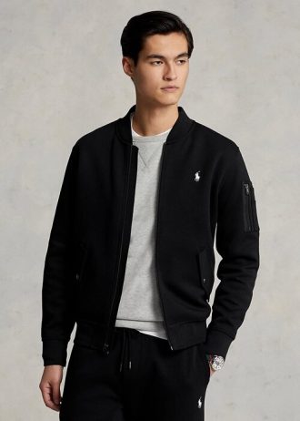 Černé pánské bundy Ralph Lauren Double-Knit Bomber