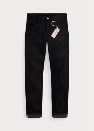 Černé pánské džíny Ralph Lauren Slim Fit černé na černé Selvedge Jeans