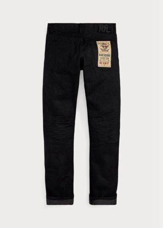 Černé pánské džíny Ralph Lauren Slim Fit černé na černé Selvedge Jeans