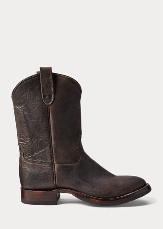 Černé pánské kožené boty Ralph Lauren