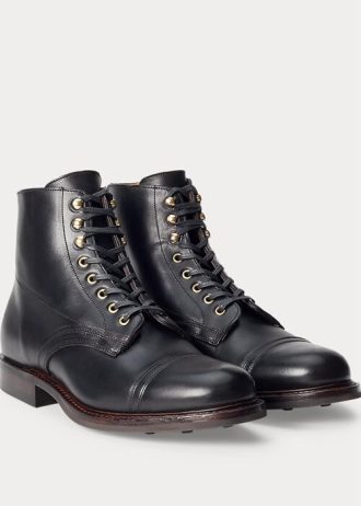 Černé pánské kožené boty Ralph Lauren