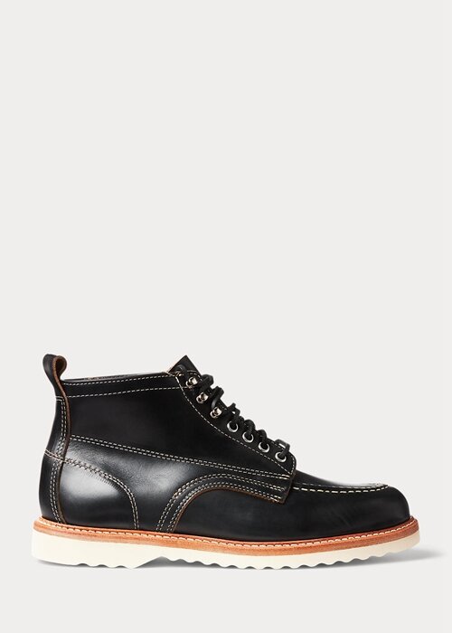 Černé pánské kožené šněrovací boty Ralph Lauren Černé pánské kožené šněrovací boty Ralph Lauren