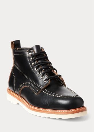 Černé pánské kožené šněrovací boty Ralph Lauren