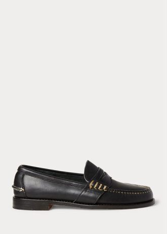Černé pánské kožené penny mokasíny Ralph Lauren Edric