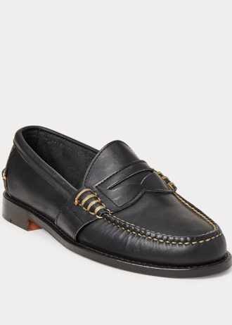 Černé pánské kožené penny mokasíny Ralph Lauren Edric