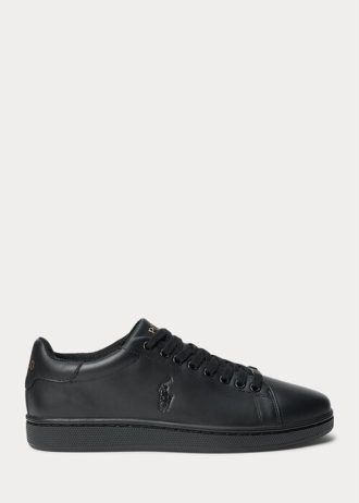 Černé pánské kožené tenisky Ralph Lauren Wilton