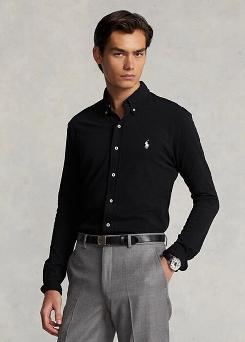 Černé pánské košile z peříčkové síťoviny Ralph Lauren Černé pánské košile z peříčkové síťoviny Ralph Lauren
