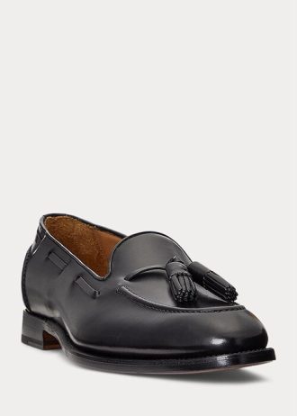 Černé pánské mokasíny Ralph Lauren Luther Tassel z telecí kůže