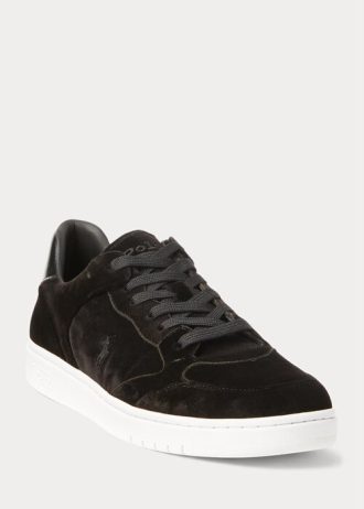 Černé pánské nízké tenisky Ralph Lauren Court Velvet