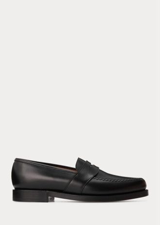 Černé pánské penny mokasíny Ralph Lauren Braygan z telecí kůže