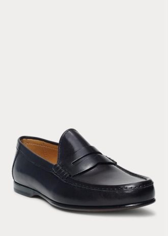 Černé pánské penny mokasíny Ralph Lauren Chalmers z telecí kůže