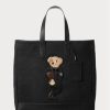 Černé pánské Plátěné kabelky Ralph Lauren Polo Bear s koženým lemem