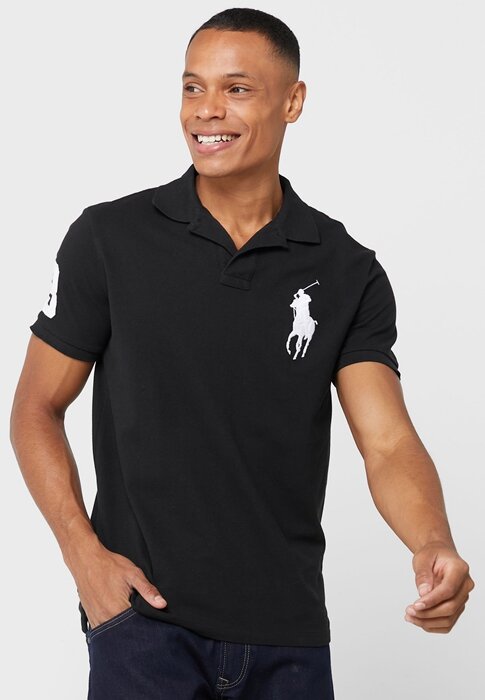 Černé pánské polokošile Ralph Lauren Logo Černé pánské polokošile Ralph Lauren Logo