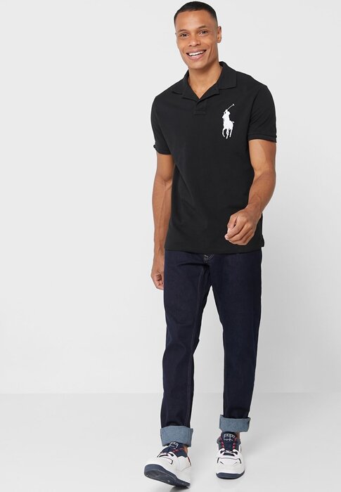 Černé pánské polokošile Ralph Lauren Logo Černé pánské polokošile Ralph Lauren Logo
