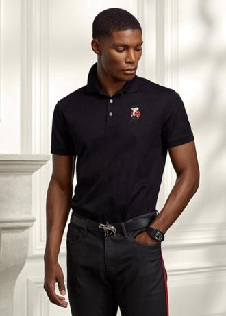 Černé pánské polokošile Slim Fit Bear značky Ralph Lauren