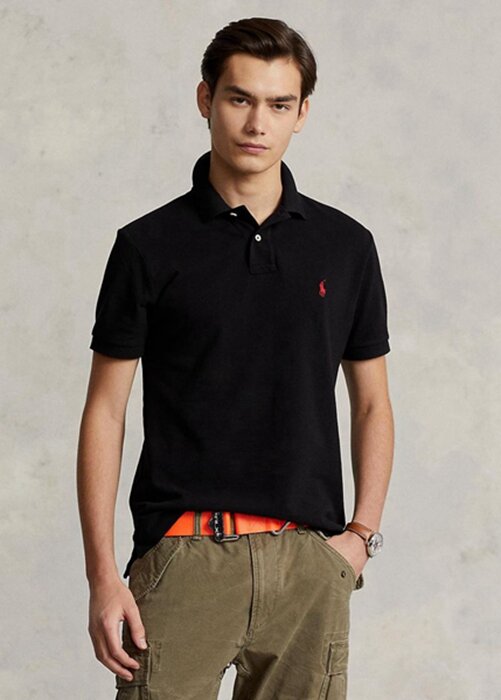 Černé pánské polokošile Slim Fit Mesh Polo od Ralph Lauren Černé pánské polokošile Slim Fit Mesh Polo od Ralph Lauren