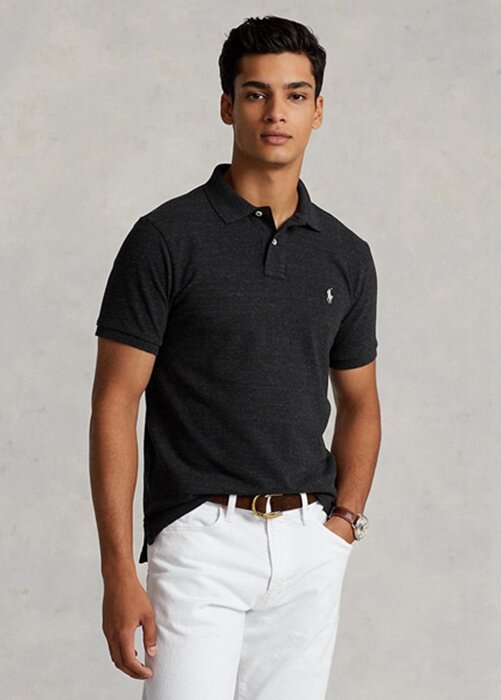 Černé pánské polokošile Slim Fit Mesh Ralph Lauren Custom Černé pánské polokošile Slim Fit Mesh Ralph Lauren Custom