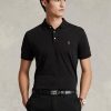Černé pánské polokošile z měkké bavlny Ralph Lauren Custom Slim Fit Černé pánské polokošile z měkké bavlny Ralph Lauren Custom Slim Fit