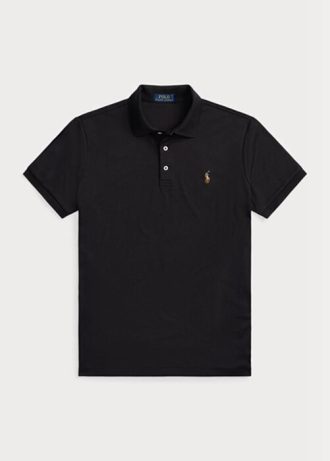 Černé pánské polokošile z měkké bavlny Ralph Lauren Custom Slim Fit