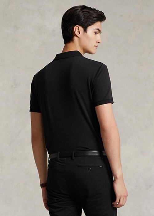 Černé pánské polokošile z měkké bavlny Ralph Lauren Custom Slim Fit Černé pánské polokošile z měkké bavlny Ralph Lauren Custom Slim Fit