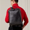 Černé pánské prošívané kožené batohy Ralph Lauren Černé pánské prošívané kožené batohy Ralph Lauren