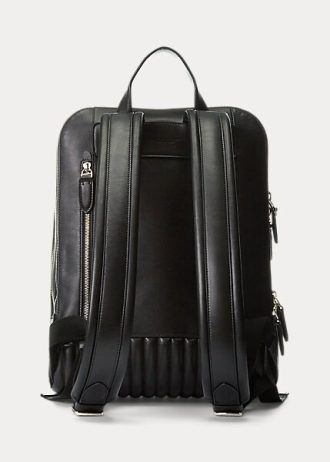 Černé pánské prošívané kožené batohy Ralph Lauren