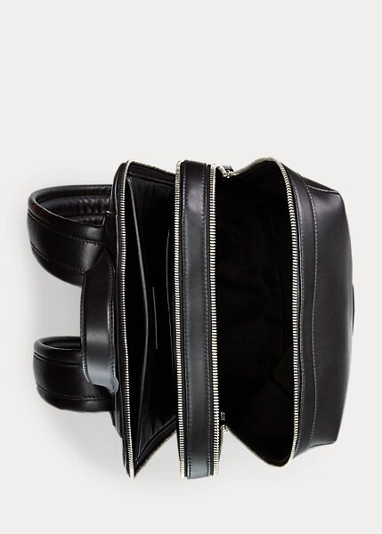 Černé pánské prošívané kožené batohy Ralph Lauren Černé pánské prošívané kožené batohy Ralph Lauren