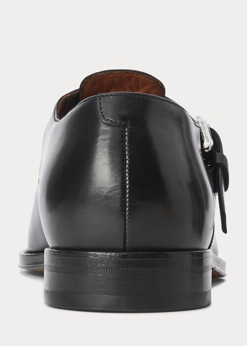 Černé pánské sandály rybář Ralph Lauren leštěné z telecí kůže Černé pánské sandály rybář Ralph Lauren leštěné z telecí kůže