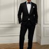 Černé pánské smokingové kalhoty Ralph Lauren Gregory Wool Barathea