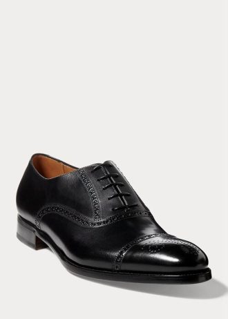 Černé pánské společenské boty Ralph Lauren Denver Cap-Toe Shoe