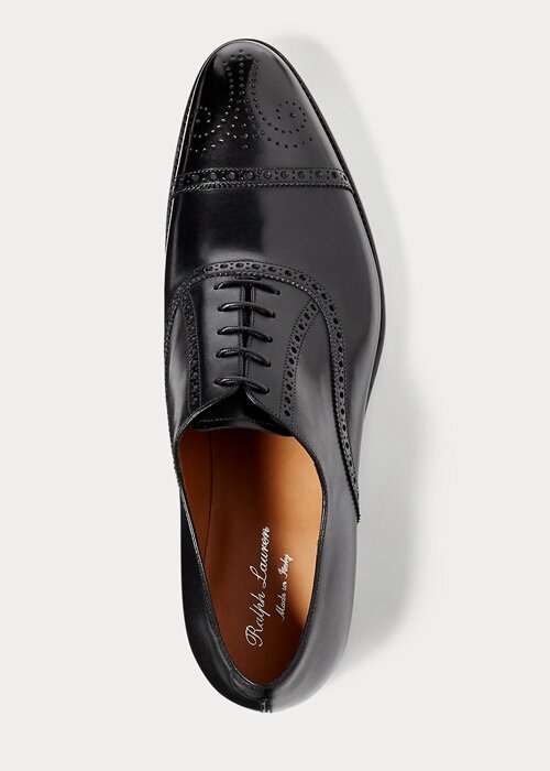 Černé pánské společenské boty Ralph Lauren Denver Cap-Toe Shoe Černé pánské společenské boty Ralph Lauren Denver Cap-Toe Shoe