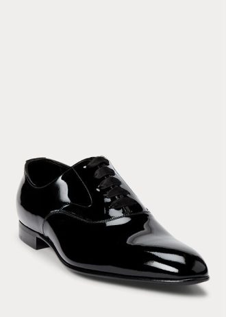 Černé pánské společenské boty Ralph Lauren Paget z lakované kůže