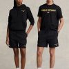 Černé pánské sportovní fleecové kraťasy Ralph Lauren Polo