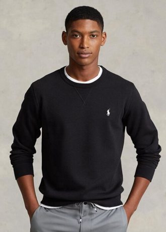Černá pánská svetrová mikina Ralph Lauren s dvojitým úpletem
