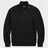 Černé pánské svetry Ralph Lauren síťované bavlněné svetry se čtvrtky na zip