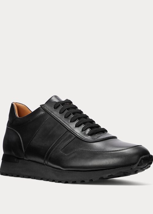 Černé pánské tenisky Ralph Lauren Ethan z telecí kůže Černé pánské tenisky Ralph Lauren Ethan z telecí kůže
