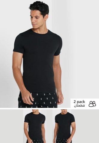 Černá pánská trička Ralph Lauren 2 Pack Essential Crew Neck