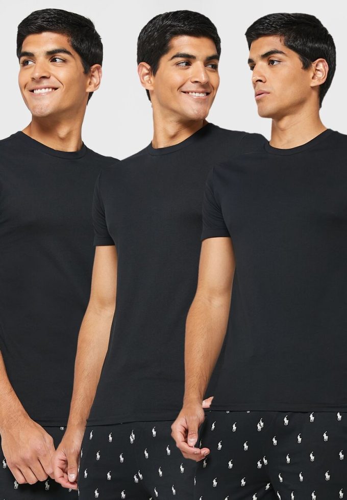Černá pánská trička Ralph Lauren 3 Pack Assorted Crew Neck